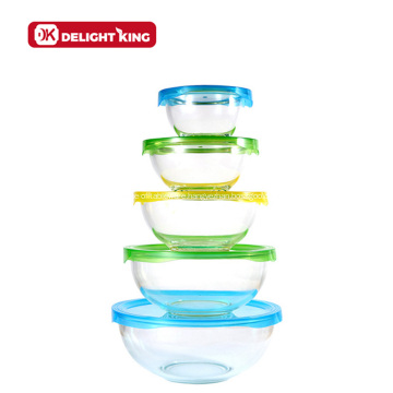 5pcs Borosilicate Glass Mixing Bowl Set With Lid